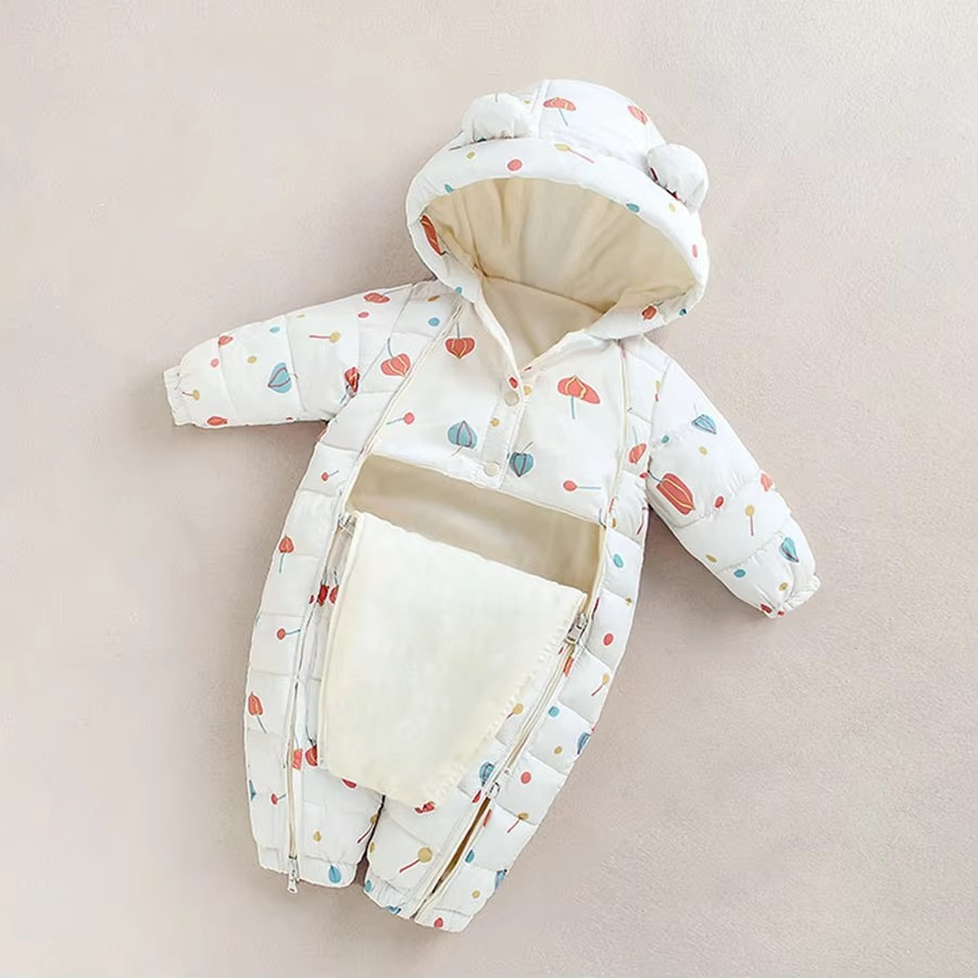Buzo de nieve de forro polar con capucha para bebés y niños pequeños