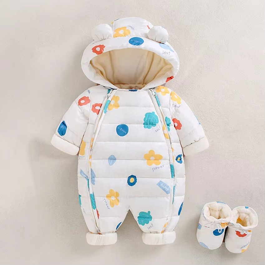 Buzo de nieve de forro polar con capucha para bebés y niños pequeños