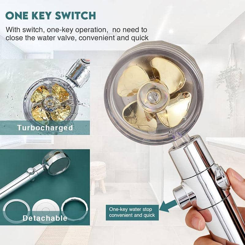Cabezal de ducha economizador de agua con alta presión - Diseño giratorio orientable a 360° - Hasta un 40% de ahorro de agua