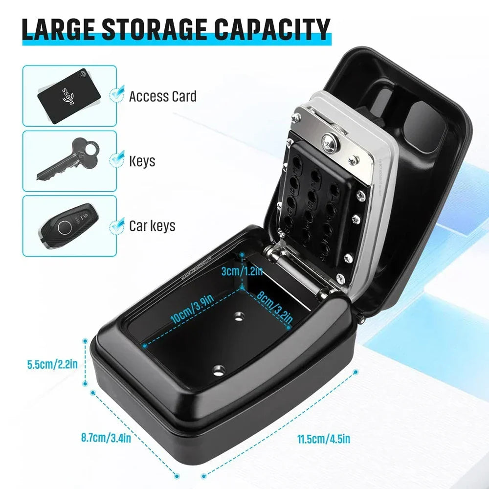 Caja fuerte de seguridad para llaves de montaje en pared e impermeable – Guardallaves con cerradura y código numérico para exterior