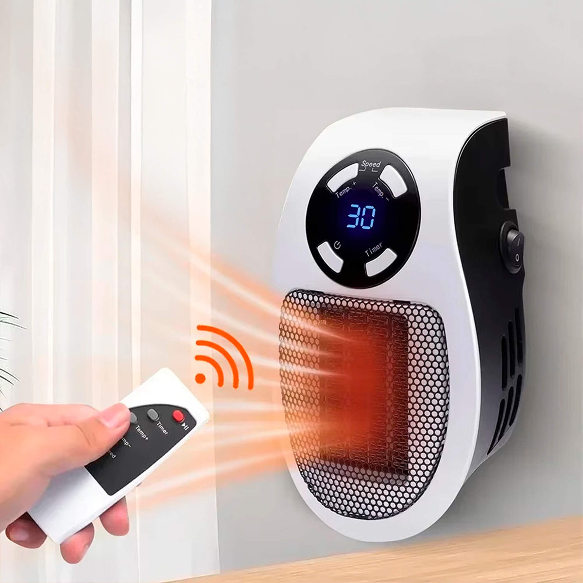 Calefactor cerámico compacto de enchufe USB con diseño de bajo consumo