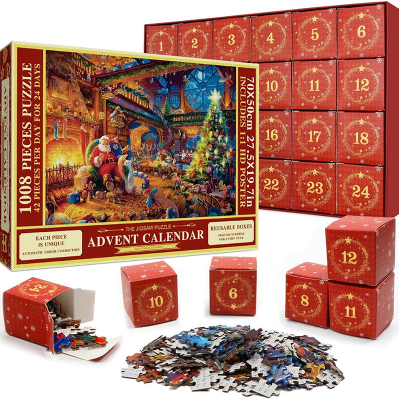 Calendario de Adviento con puzle navideño - Cuenta atrás de 24 días