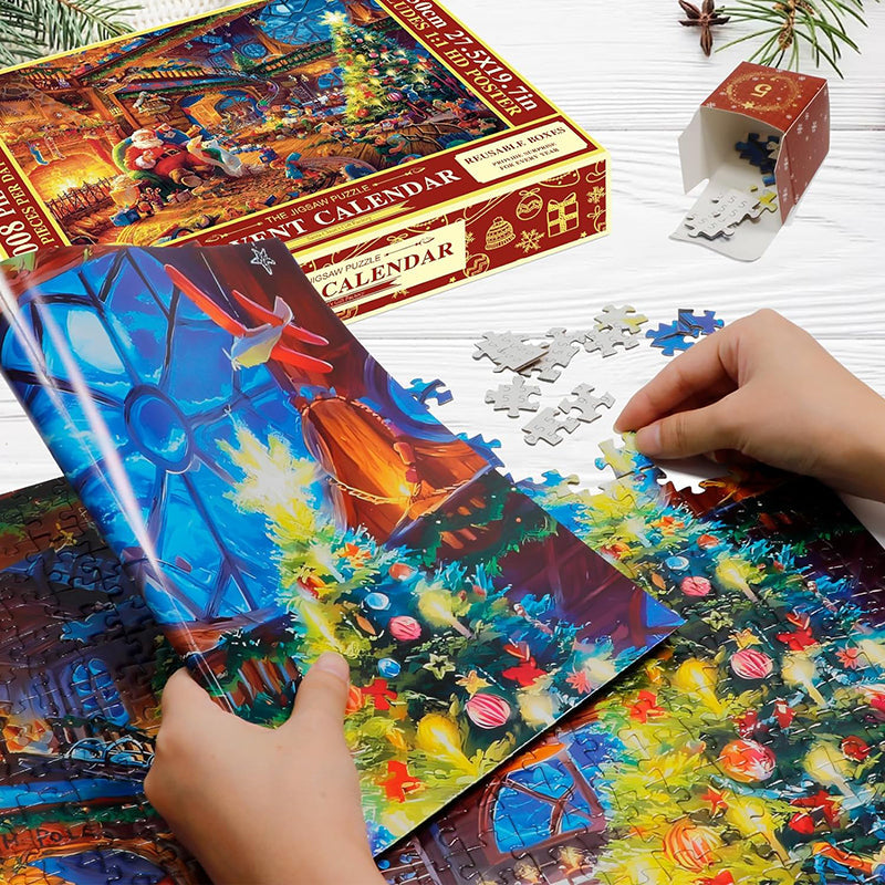 Calendario de Adviento con puzle navideño - Cuenta atrás de 24 días
