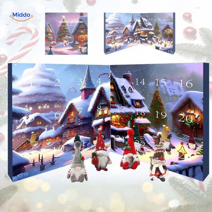 Calendario de Adviento de cuenta atrás con gnomos de peluche | Regalo de Navidad