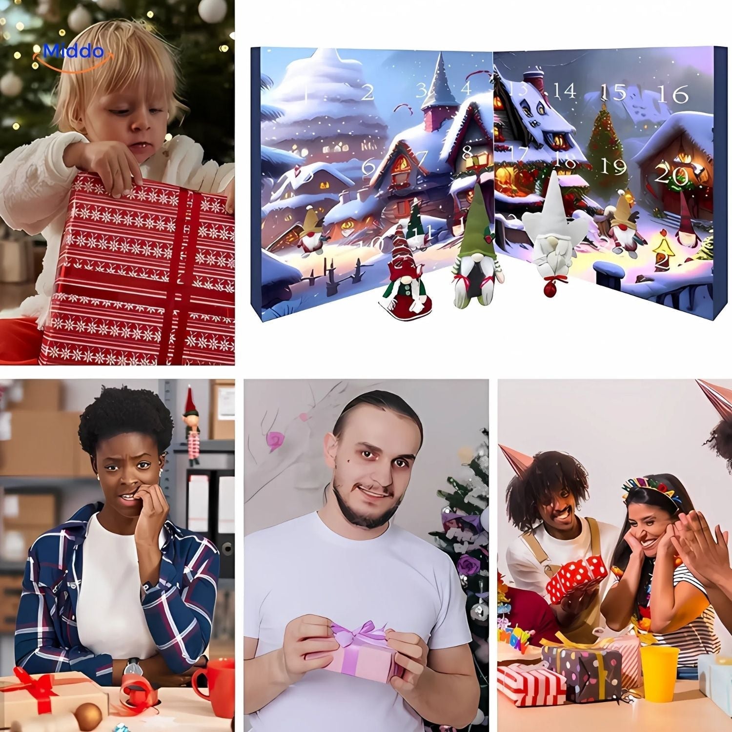 Calendario de Adviento de cuenta atrás con gnomos de peluche | Regalo de Navidad