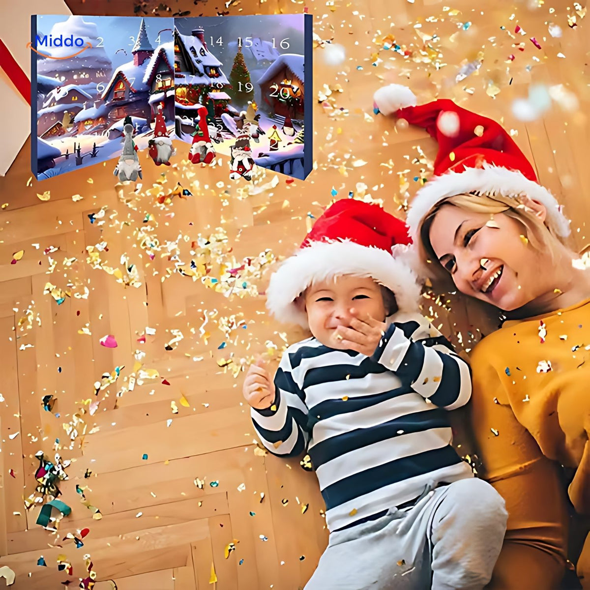 Calendario de Adviento de cuenta atrás con gnomos de peluche | Regalo de Navidad