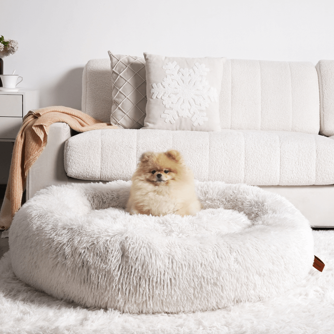 Cama mullida con forma de dona antiansiedad para todo tipo de perros