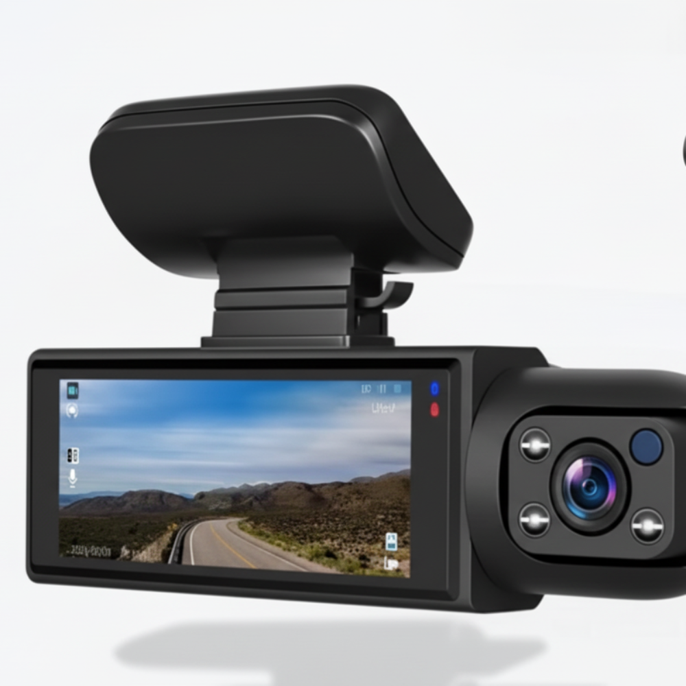 Cámara Dashcam para Coche de 3 Canales Full HD con Cámara de Marcha Atrás y Visión Nocturna