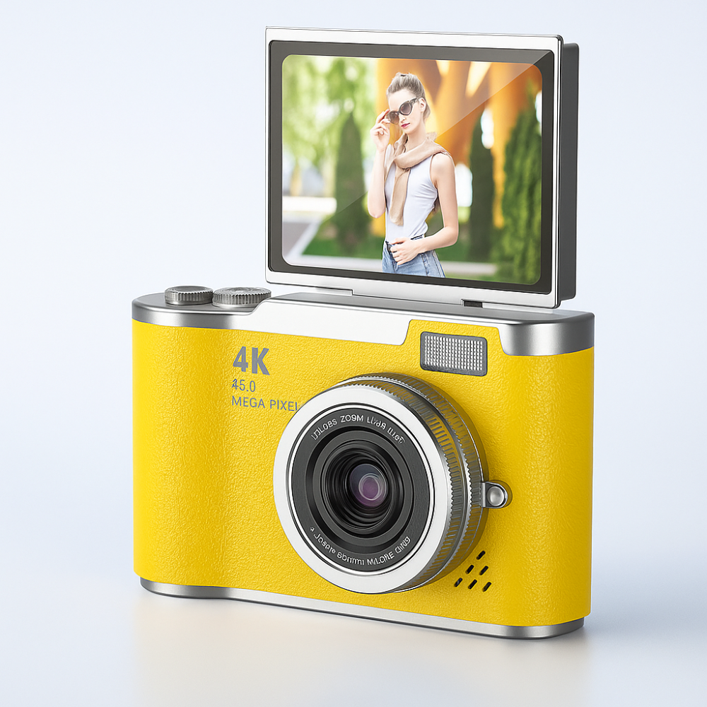 Cámara digital 4K con pantalla abatible y grabadora de vídeo para vlogging