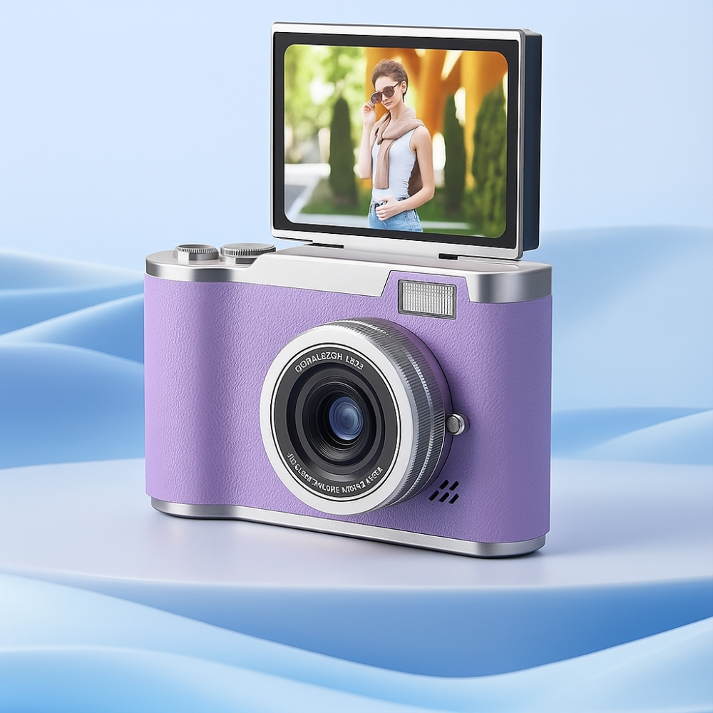 Cámara digital 4K con pantalla abatible y grabadora de vídeo para vlogging