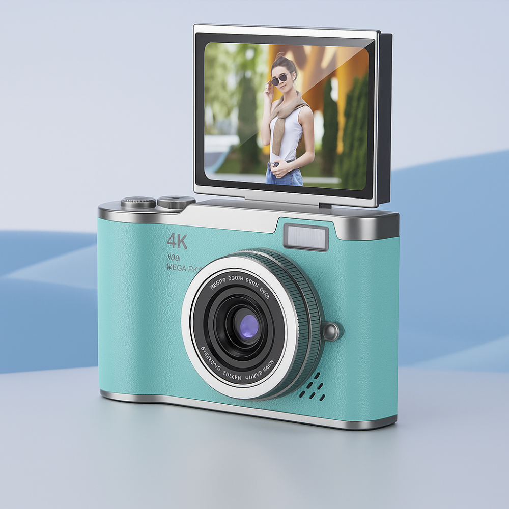 Cámara digital 4K con pantalla abatible y grabadora de vídeo para vlogging