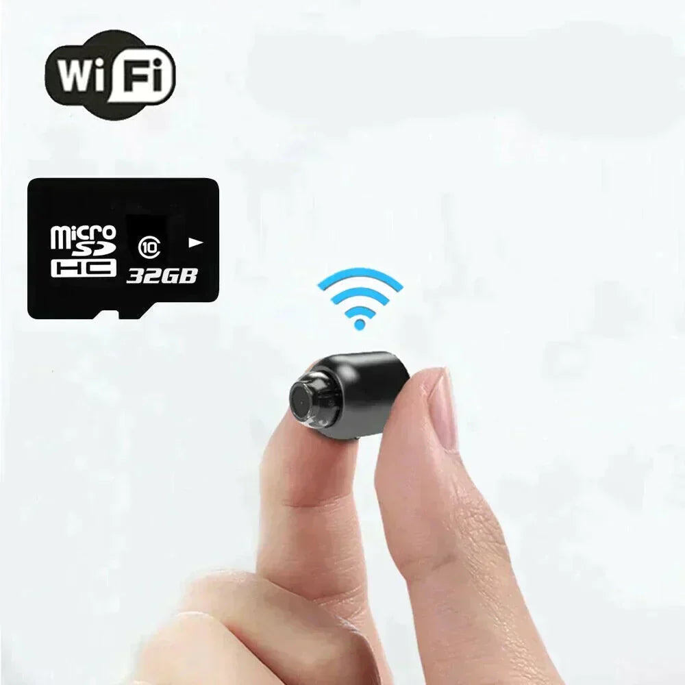Cámara IP WiFi ultra pequeña | 1080p Full-HD | Lente gran angular de 120° | Visión nocturna por infrarrojos y sensor de movimiento | Audio bidireccional | Acceso remoto global