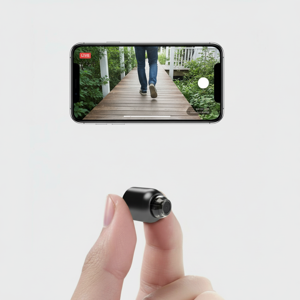 Cámara IP WiFi ultra pequeña | 1080p Full-HD | Lente gran angular de 120° | Visión nocturna por infrarrojos y sensor de movimiento | Audio bidireccional | Acceso remoto global