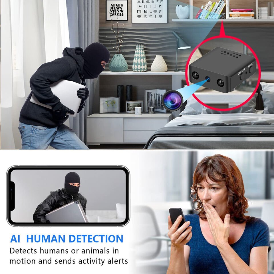 Cámara micro HD compacta WiFi con audio y visión nocturna