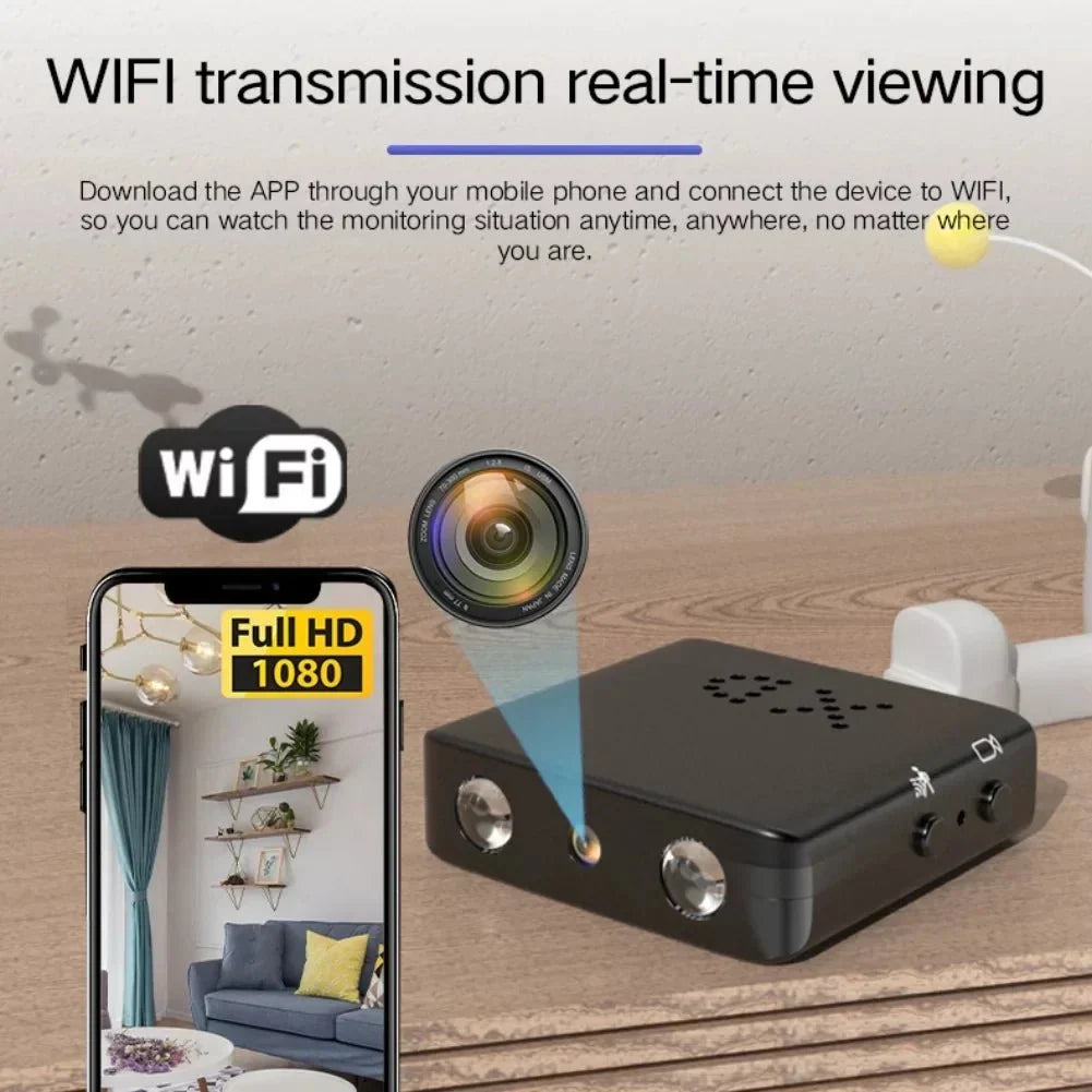 Cámara micro HD WiFi compacta con audio y visión nocturna
