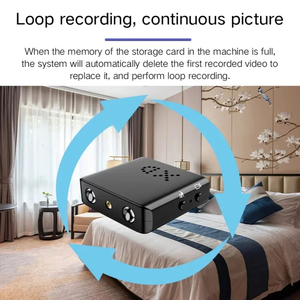 Cámara micro HD WiFi compacta con audio y visión nocturna