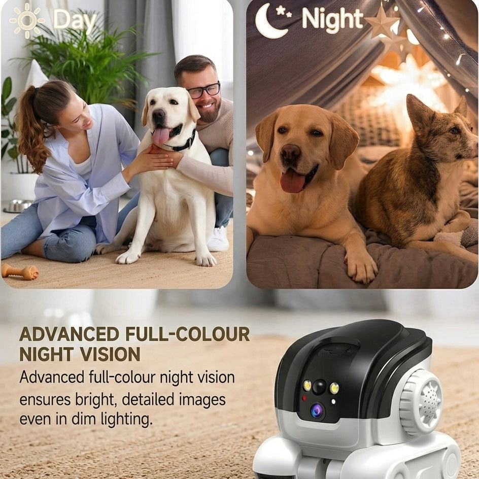 Cámara para mascotas 1080P – Audio bidireccional – Visión nocturna en color de hasta 10 m – Alerta de movimiento – Tarjeta SD de 32 GB