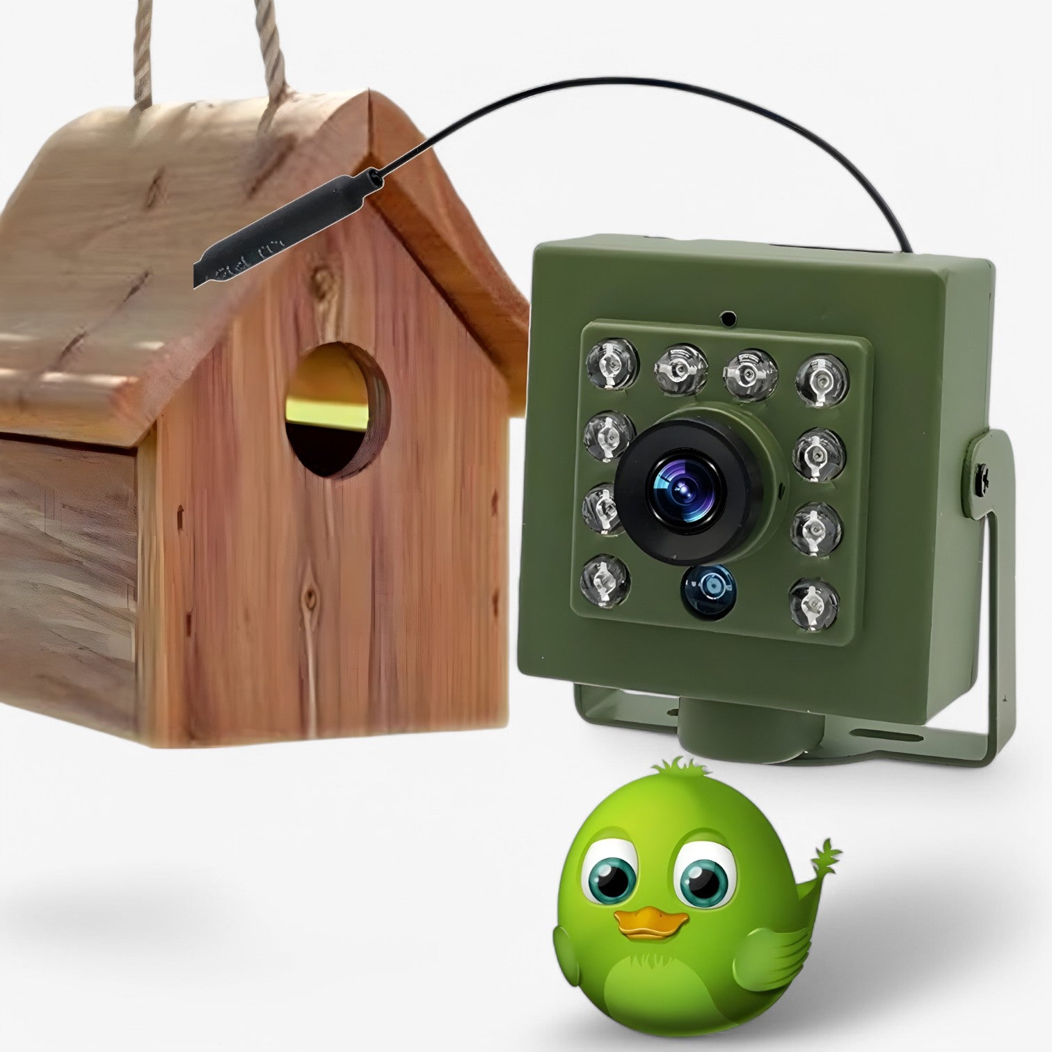 Cámara WiFi HD para nido de pájaros: cámara impermeable 1080p para exteriores y vida silvestre con visión nocturna
