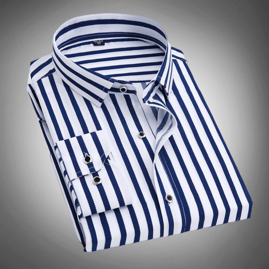 Camisa a rayas de manga larga para hombre