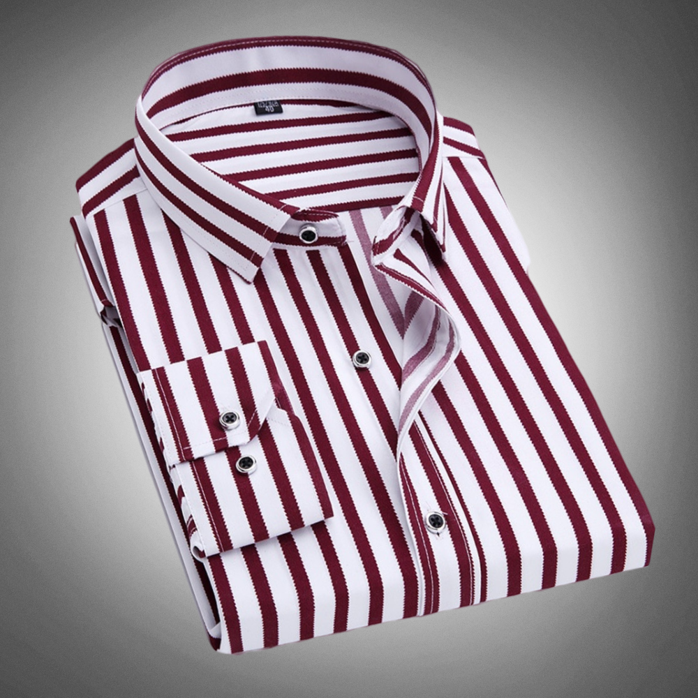Camisa a rayas de manga larga para hombre