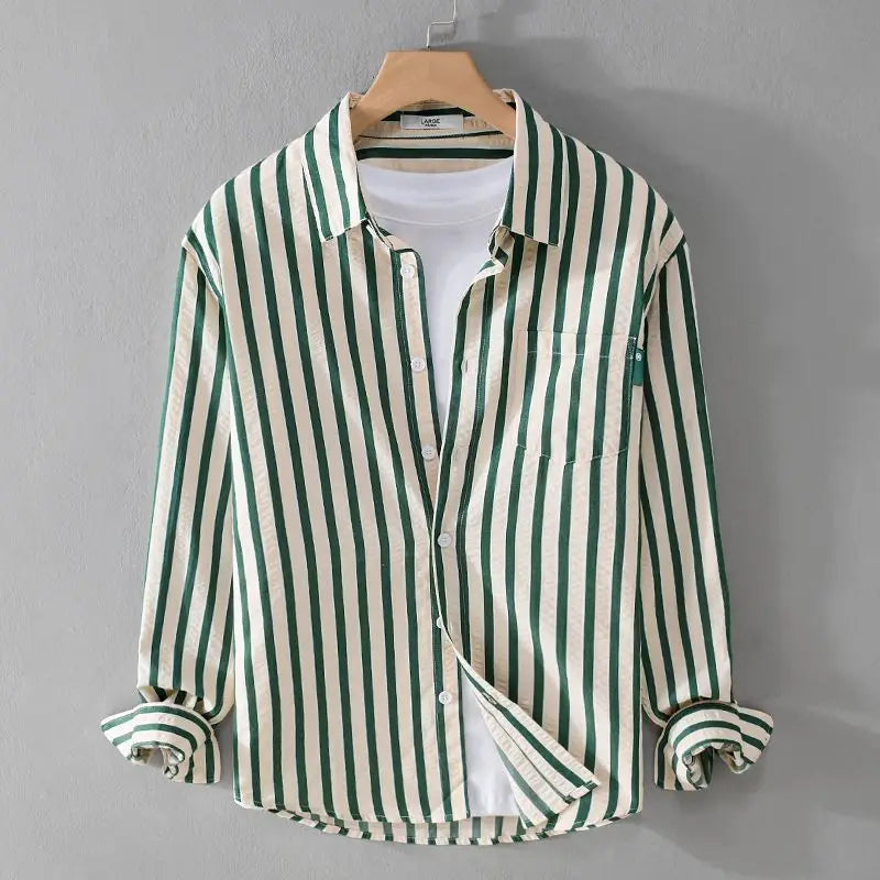 Camisa a rayas de manga larga para hombre