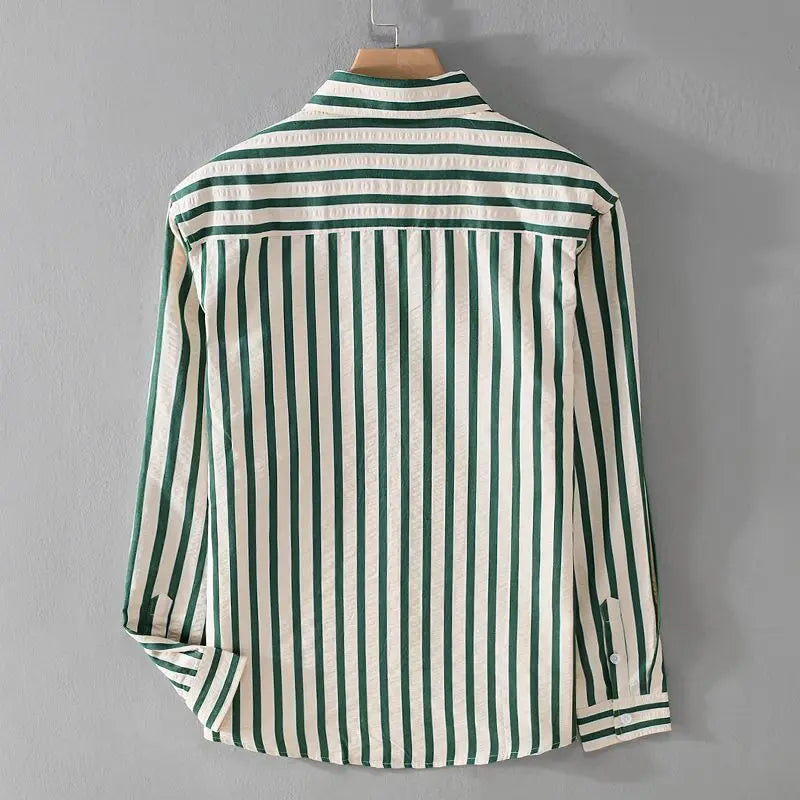 Camisa a rayas de manga larga para hombre
