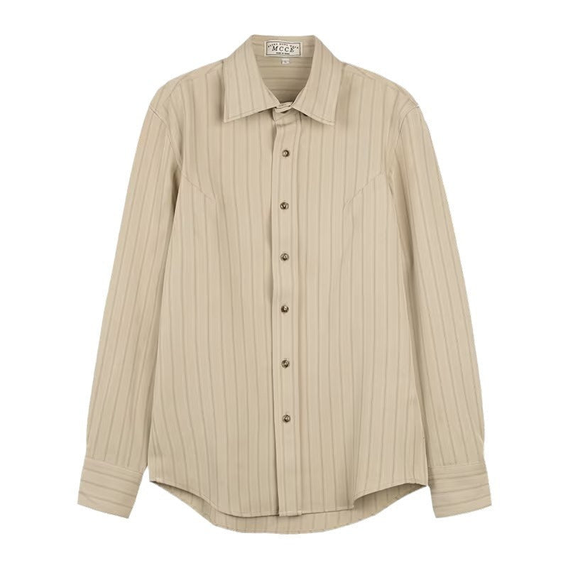 Camisa a rayas de manga larga para hombre