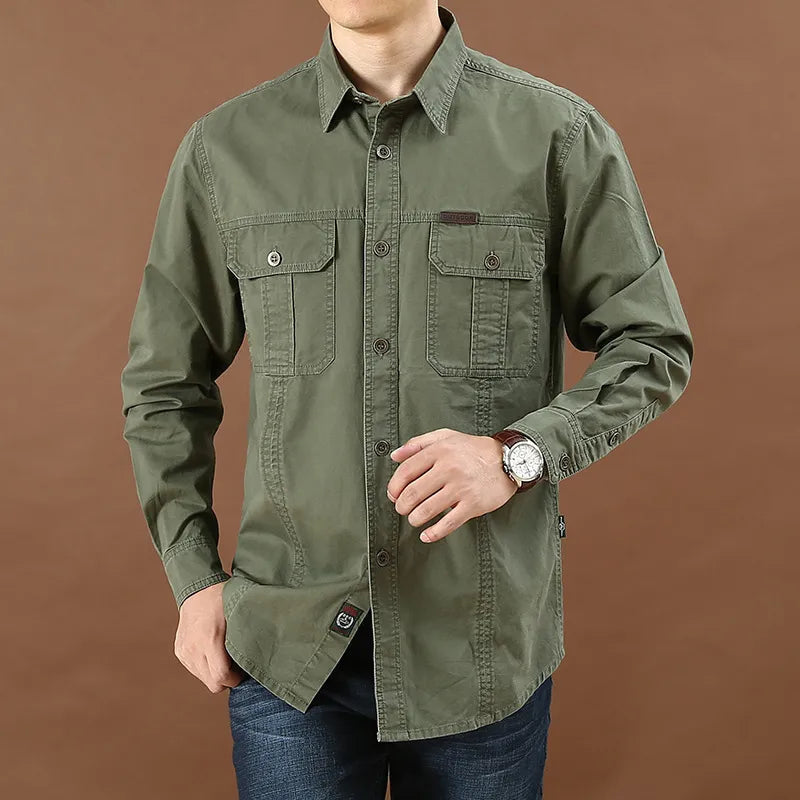 Camisa cargo de algodón ligera para hombre