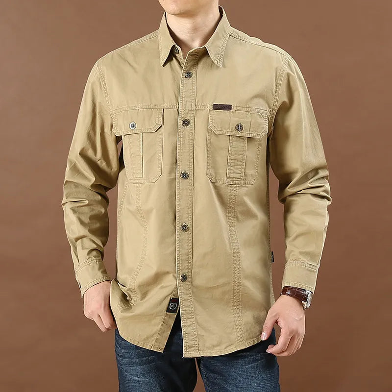 Camisa cargo de algodón ligera para hombre