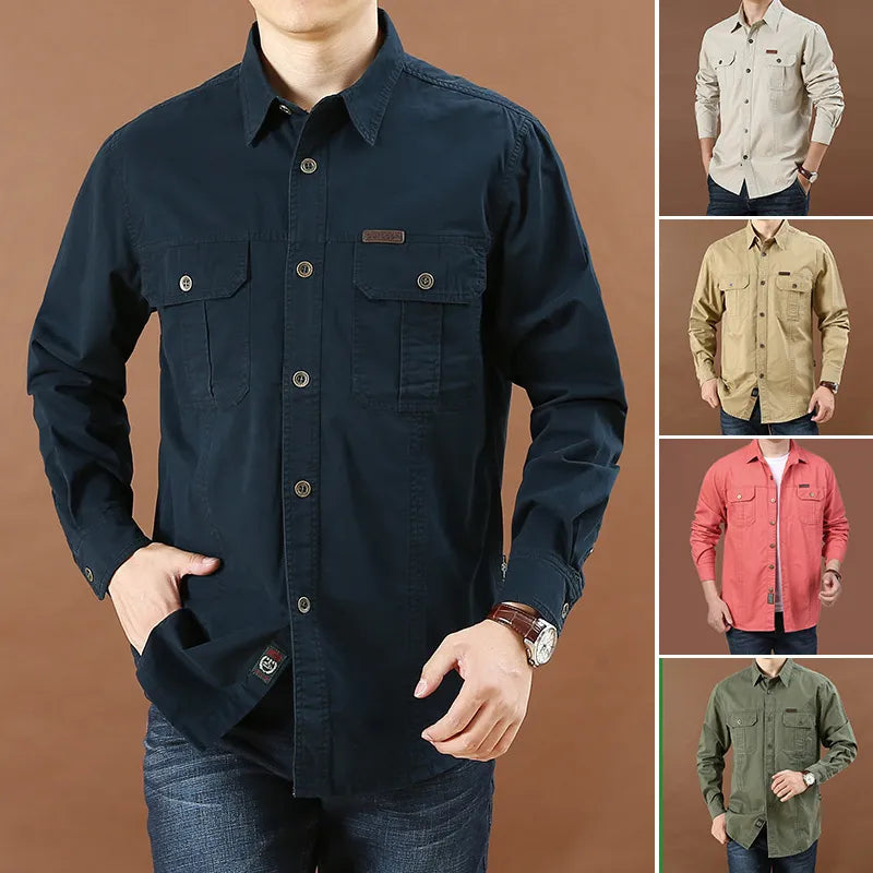Camisa cargo de algodón ligera para hombre