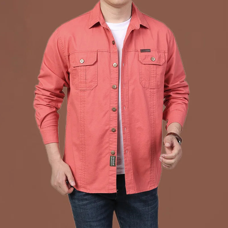 Camisa cargo de algodón ligera para hombre