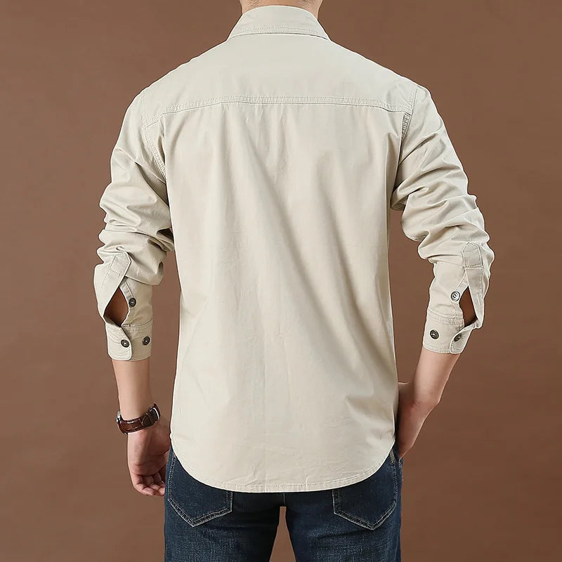 Camisa cargo de algodón ligera para hombre