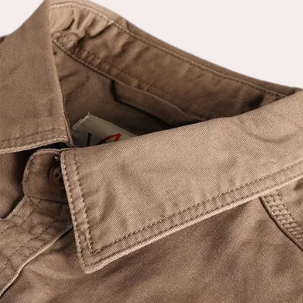 Camisa casual de manga larga para hombre en marrón y verde oscuro