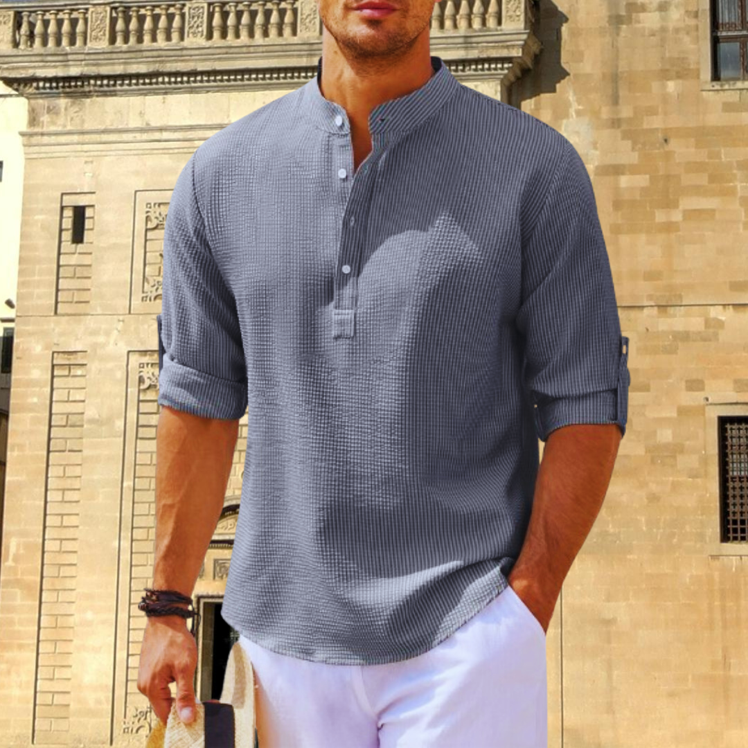 Camisa casual para hombre con mangas enrollables