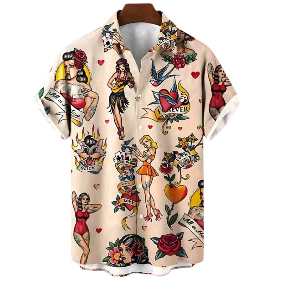 Camisa casual para hombre de estilo vintage en tejido ligero