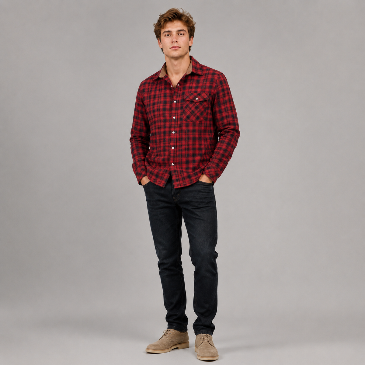 Camisa de franela para hombre con diseño cómodo