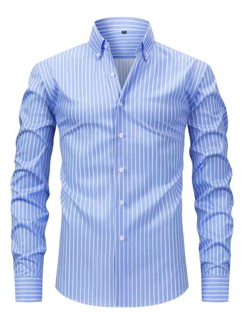 Camisa de hombre a rayas con manga larga
