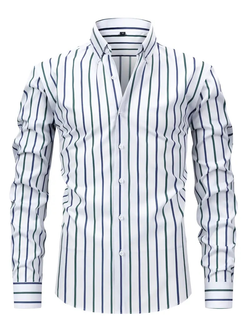 Camisa de hombre a rayas con manga larga