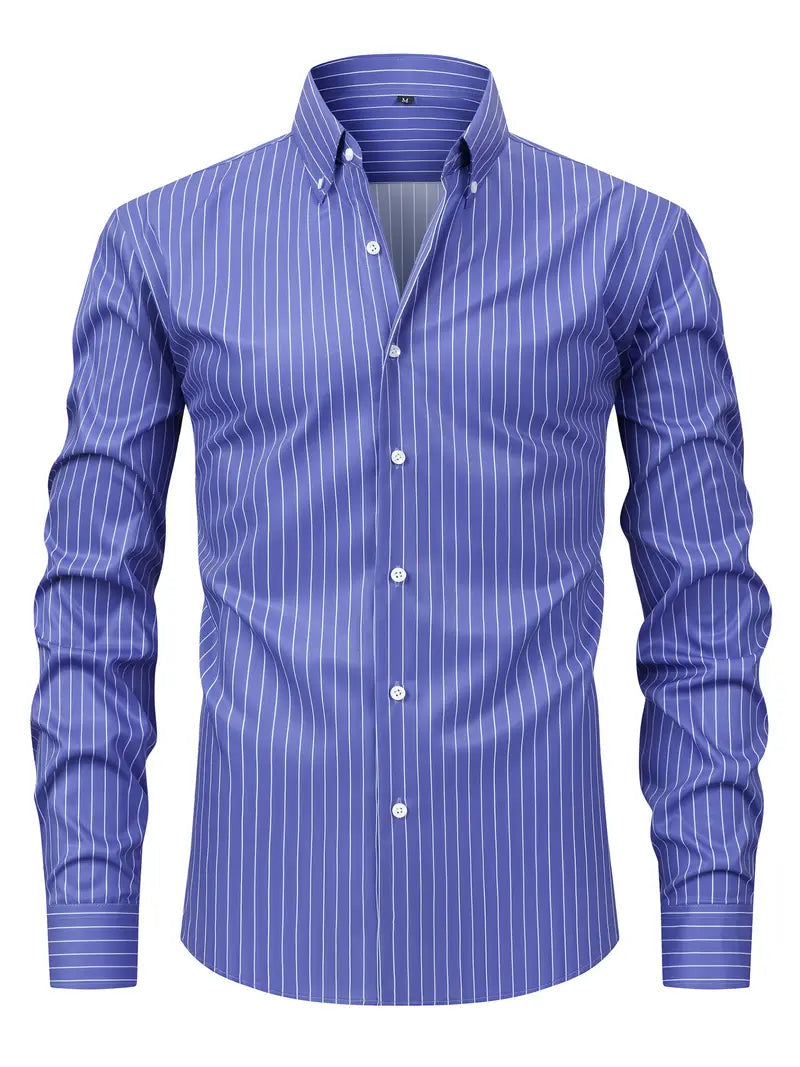 Camisa de hombre a rayas con manga larga