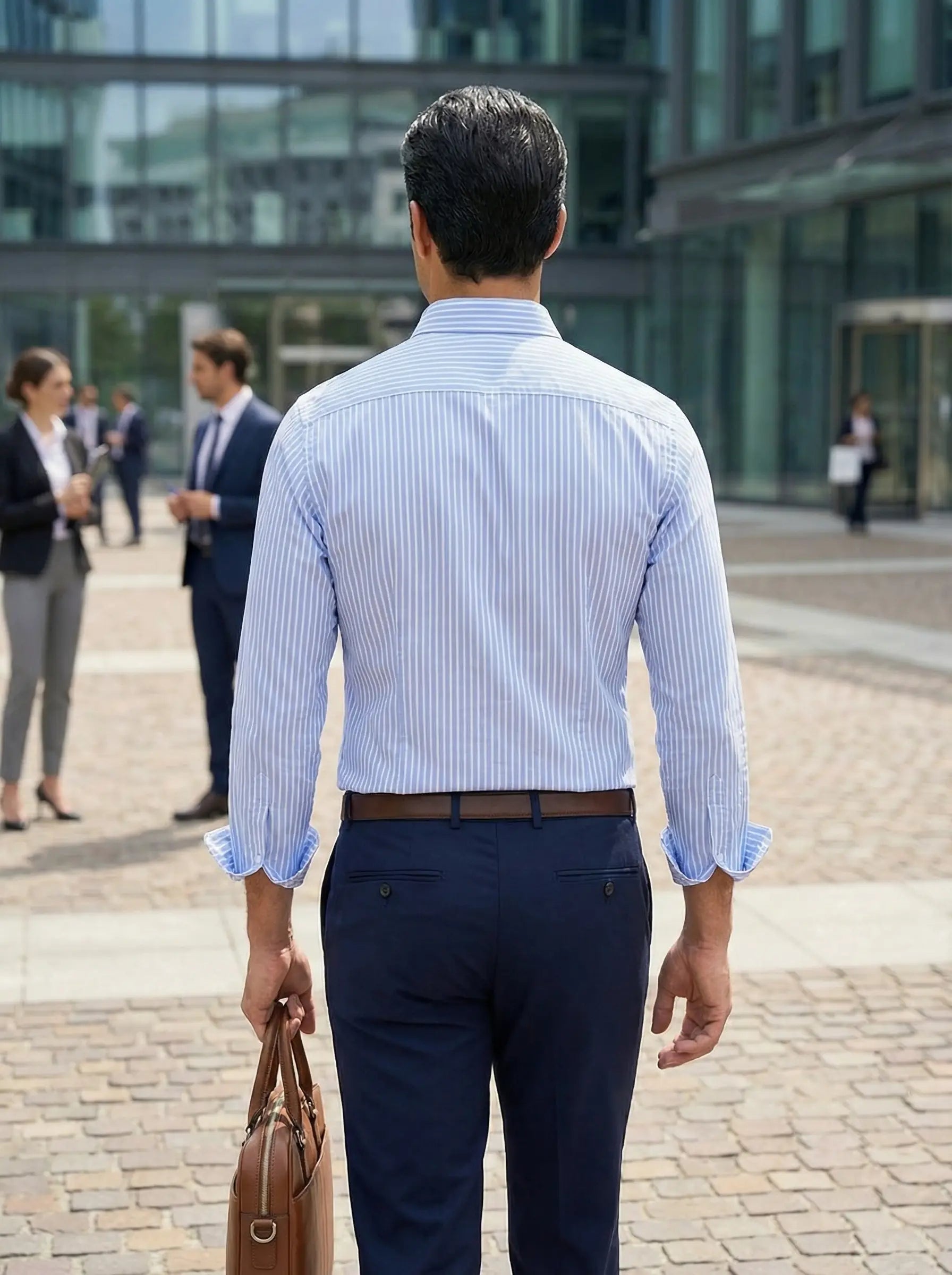 Camisa de hombre a rayas con manga larga
