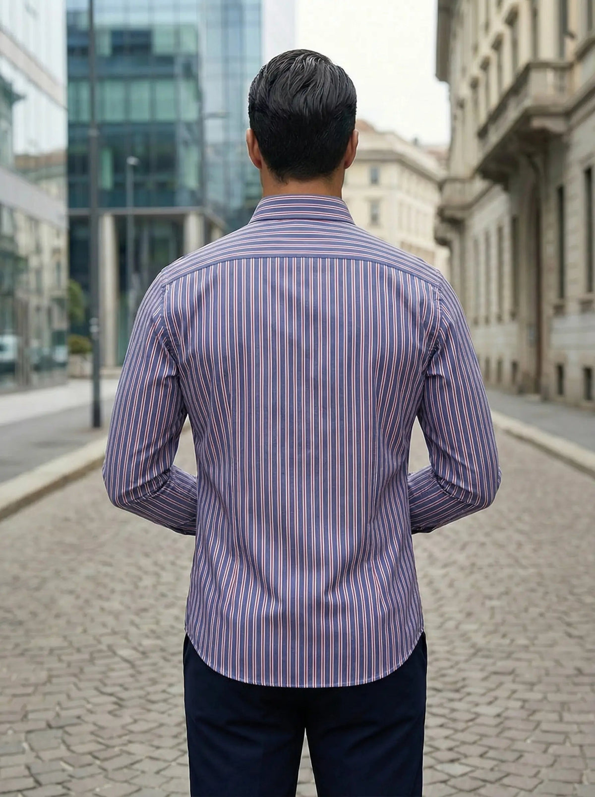 Camisa de hombre a rayas con manga larga