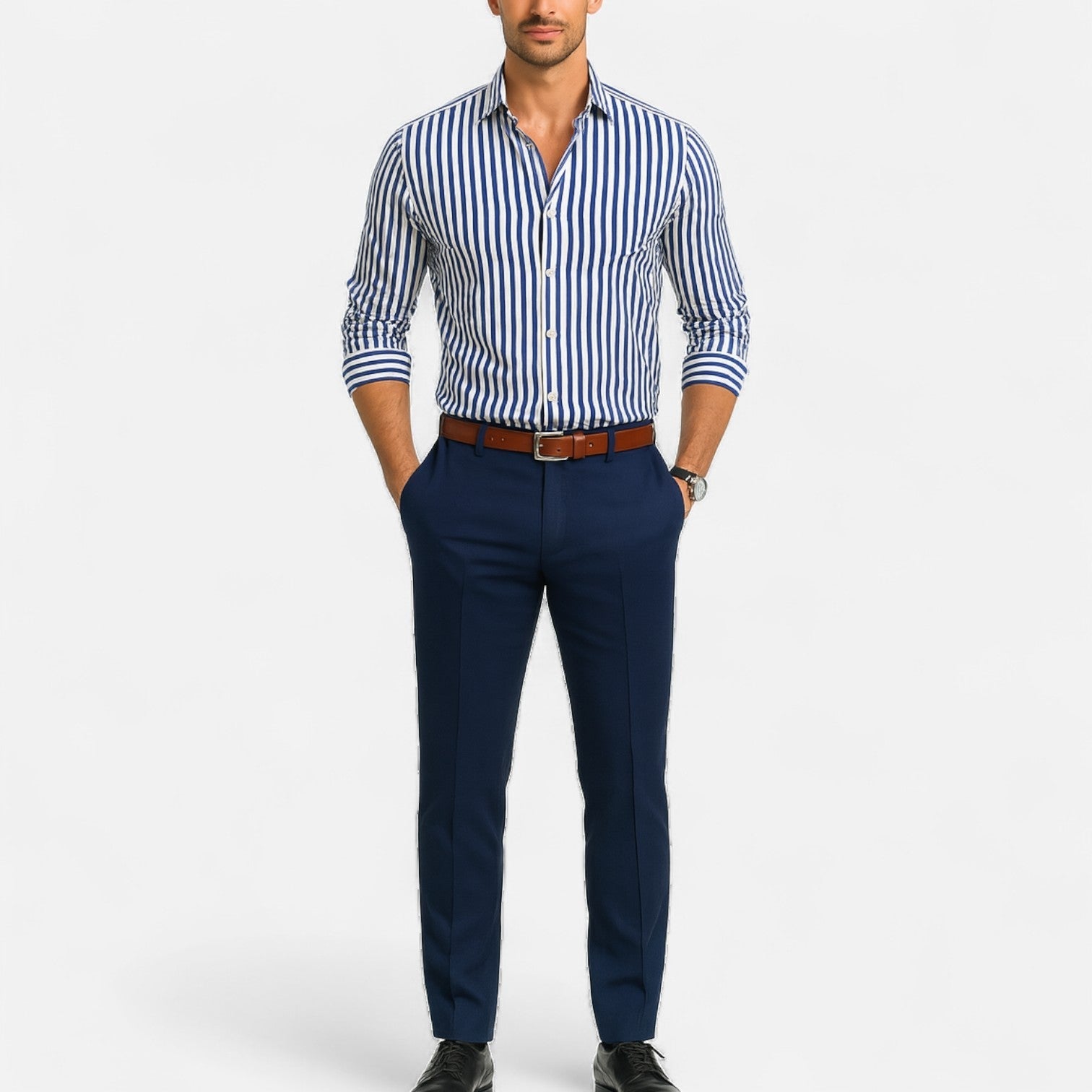 Camisa de hombre a rayas – Diseño clásico con patrón atemporal y corte refinado