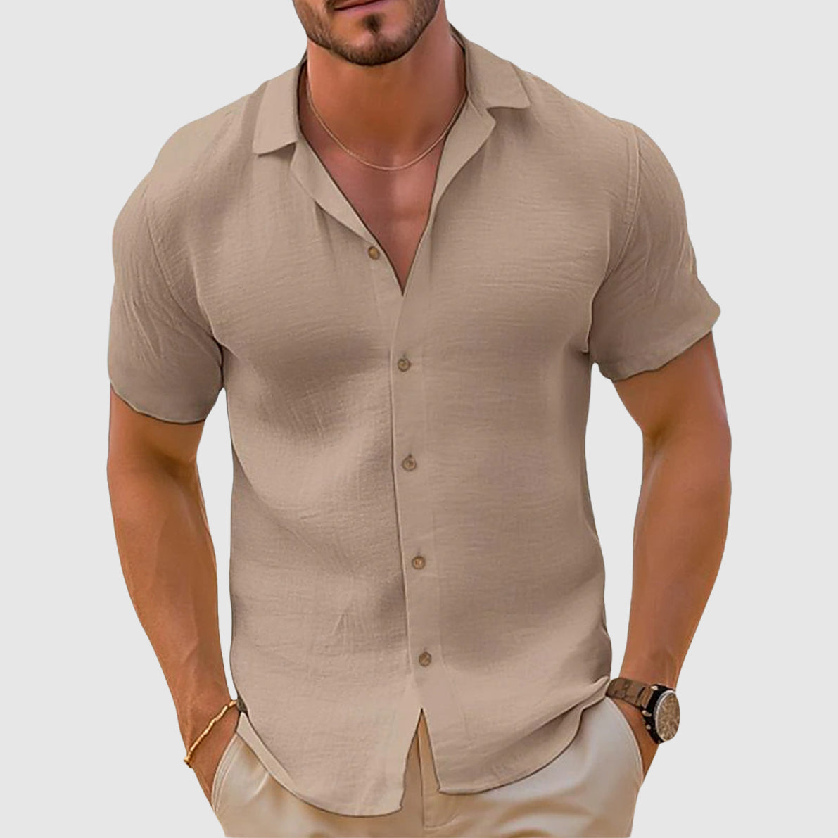 Camisa de hombre con cuello camp