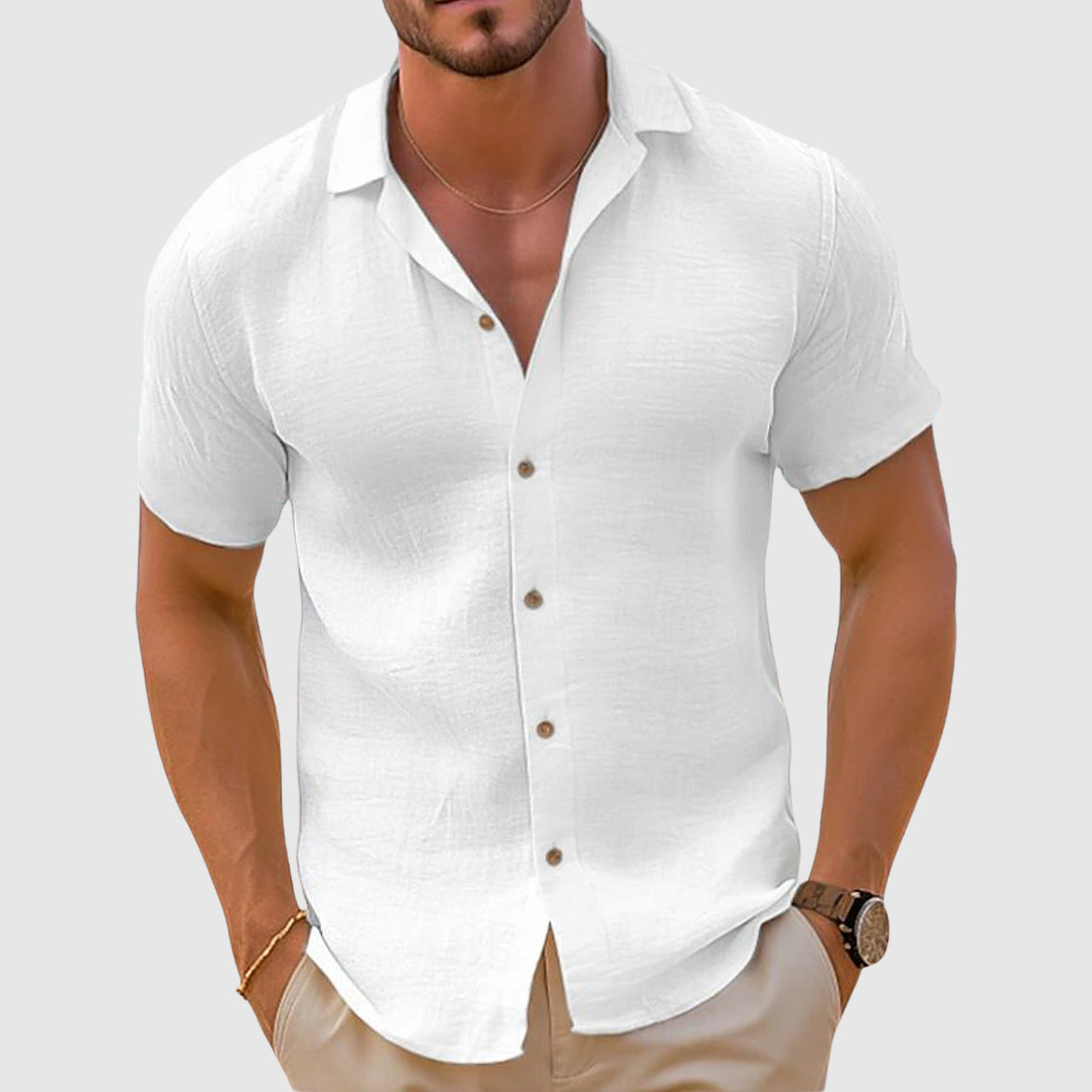 Camisa de hombre con cuello camp