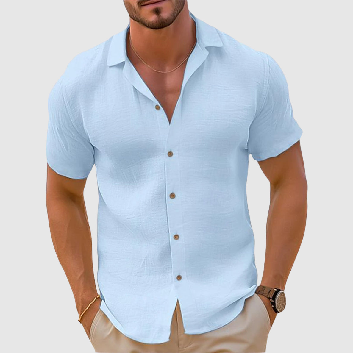 Camisa de hombre con cuello camp