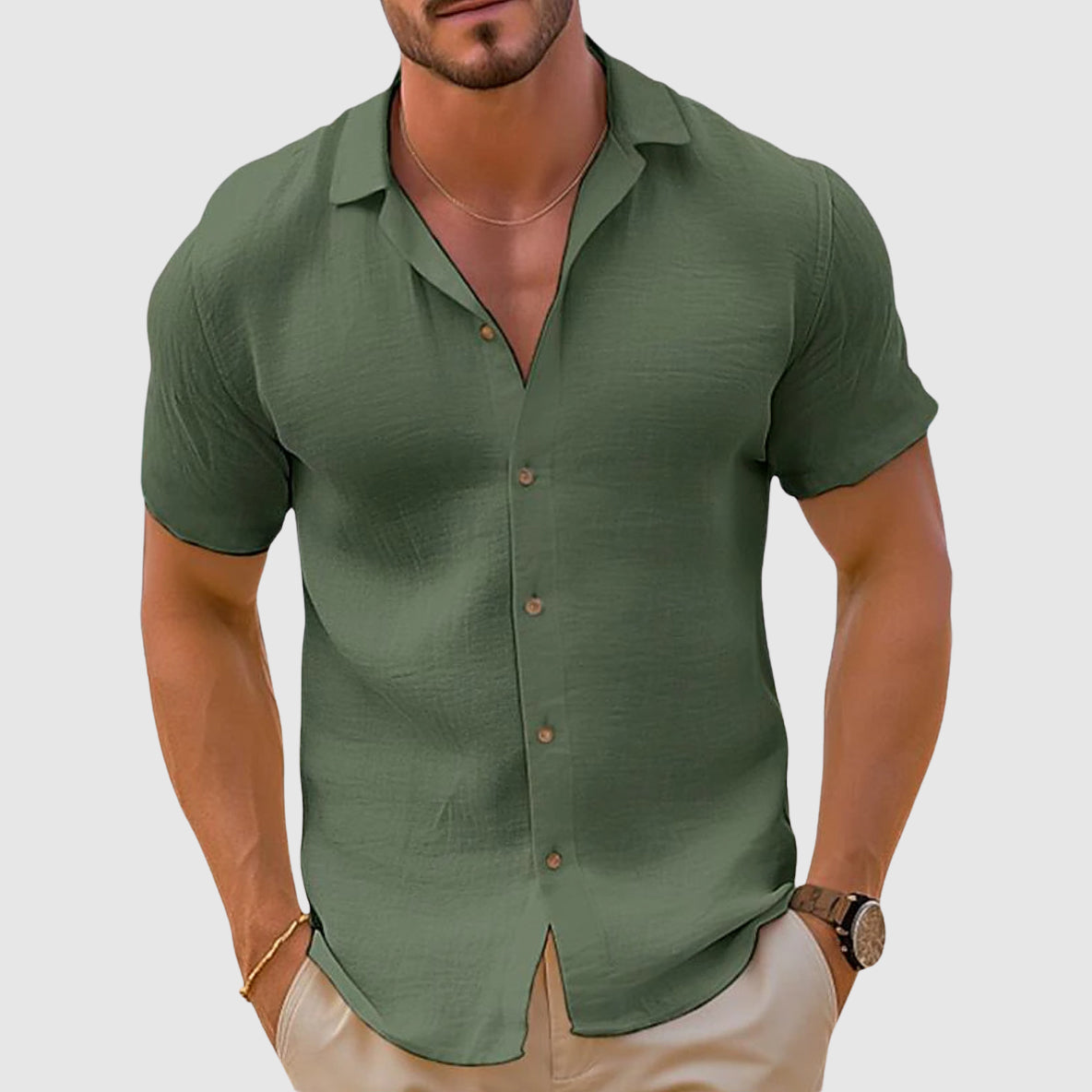 Camisa de hombre con cuello camp