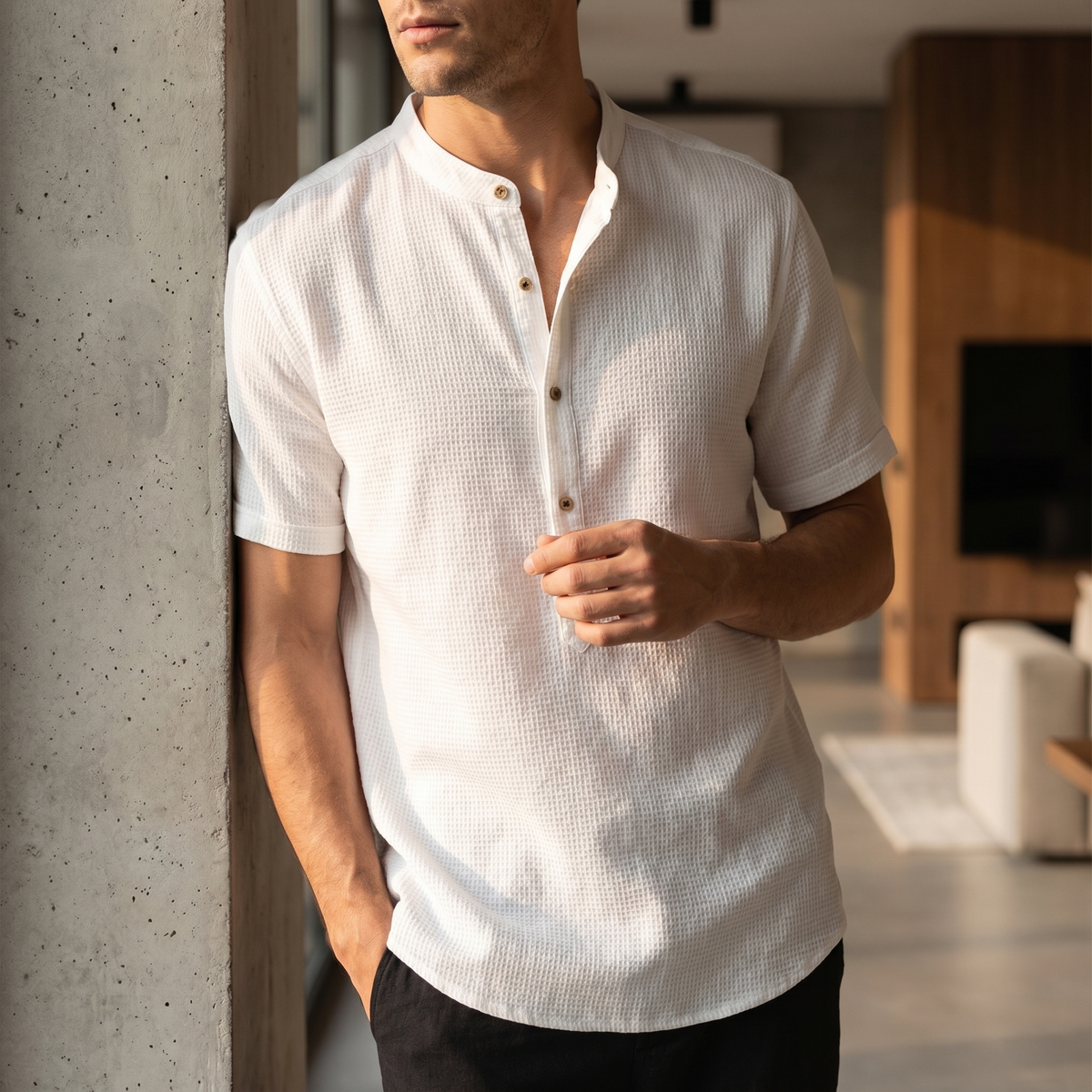 Camisa de hombre en mezcla de lino y algodón | Ligera, transpirable y casual