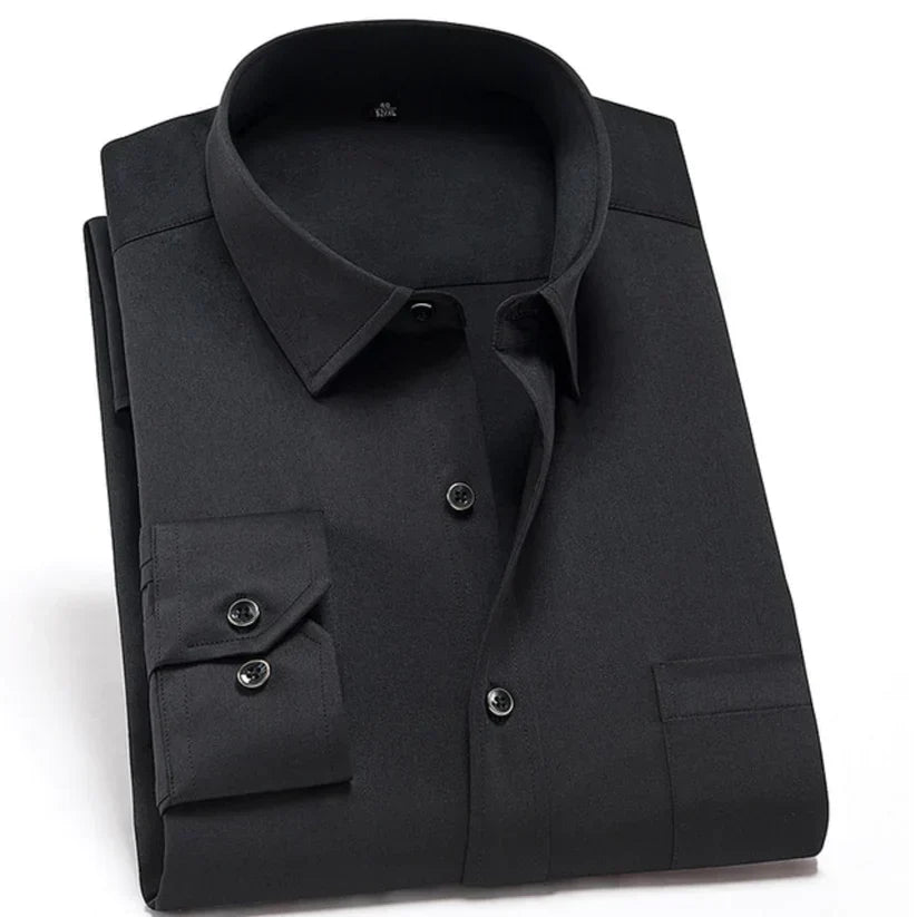 Camisa de hombre sin arrugas con elastano, corte moderno y confort