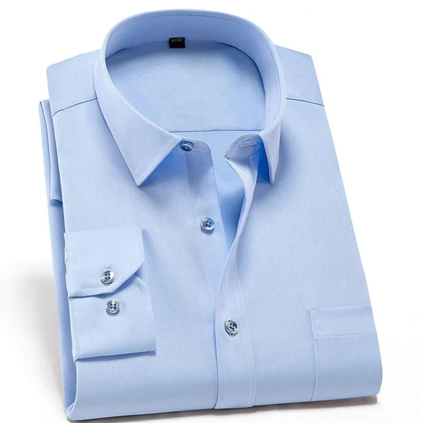 Camisa de hombre sin arrugas con elastano, corte moderno y confort