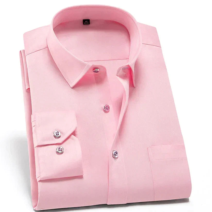 Camisa de hombre sin arrugas con elastano, corte moderno y confort